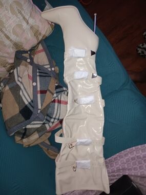 Women’s High Heel Over-the-Knee Buckle Boots in Cream
